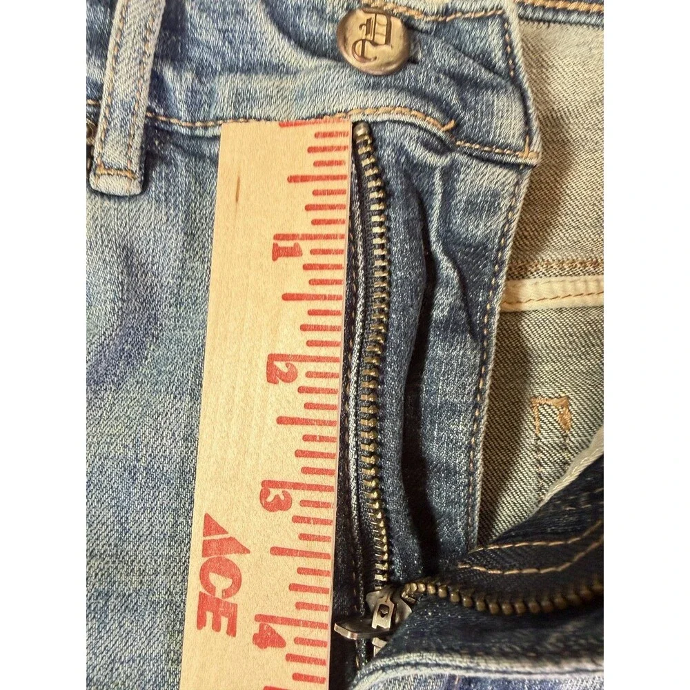 DEAD THAN COOL Youth Slim Fit Jeans Light Wash Painted Distressed Denim Size 28